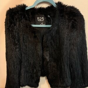 Rabbit fur black jacket size xs